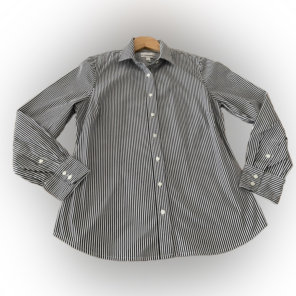 J. Crew Black and White Striped Button Down Shirt